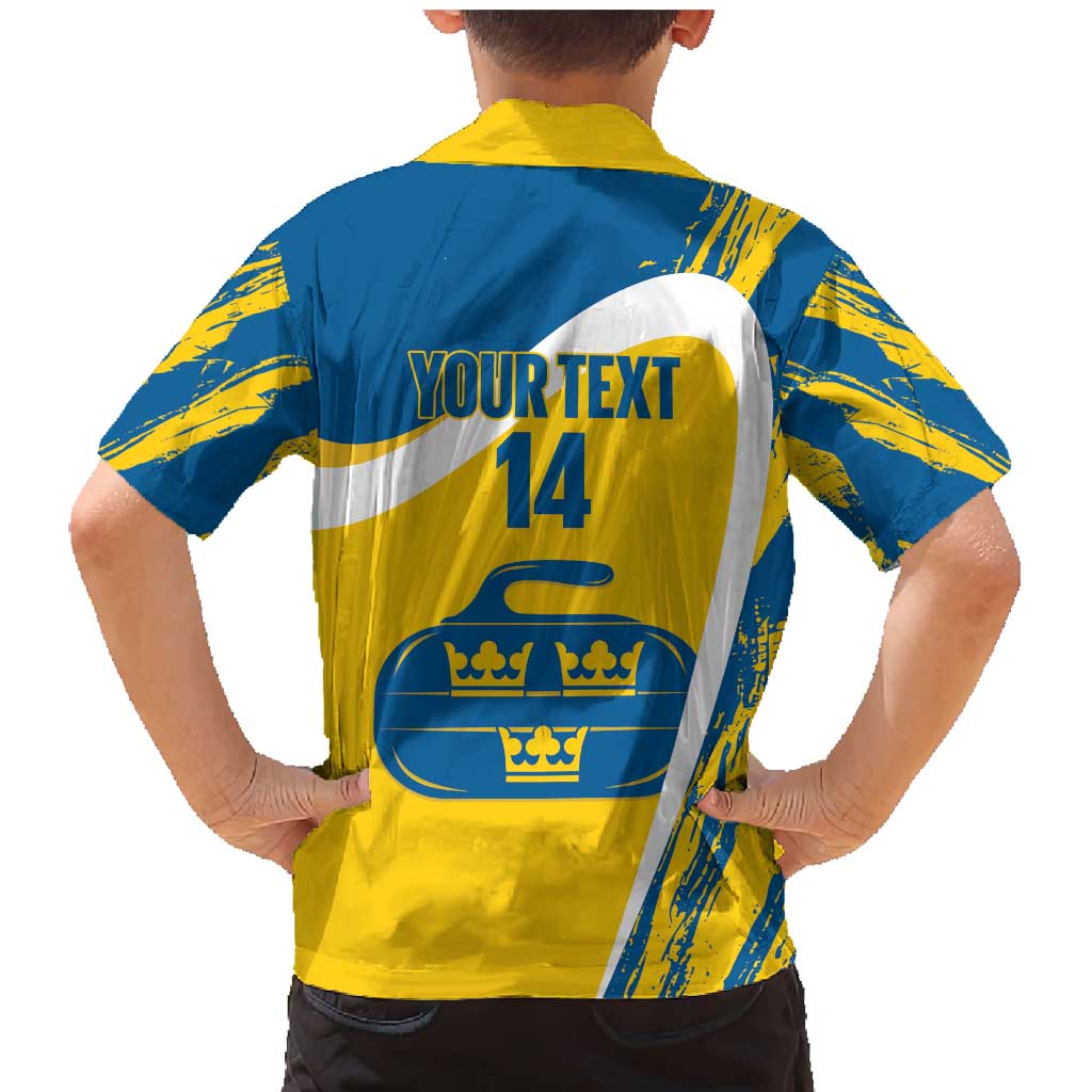 Custom Sweden Curling Family Matching Mermaid Dress and Hawaiian Shirt Konungariket Sverige Tre Kronor Grunge Style - Wonder Print Shop