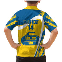 Custom Sweden Curling Family Matching Mermaid Dress and Hawaiian Shirt Konungariket Sverige Tre Kronor Grunge Style - Wonder Print Shop