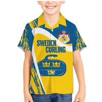 Custom Sweden Curling Family Matching Mermaid Dress and Hawaiian Shirt Konungariket Sverige Tre Kronor Grunge Style - Wonder Print Shop
