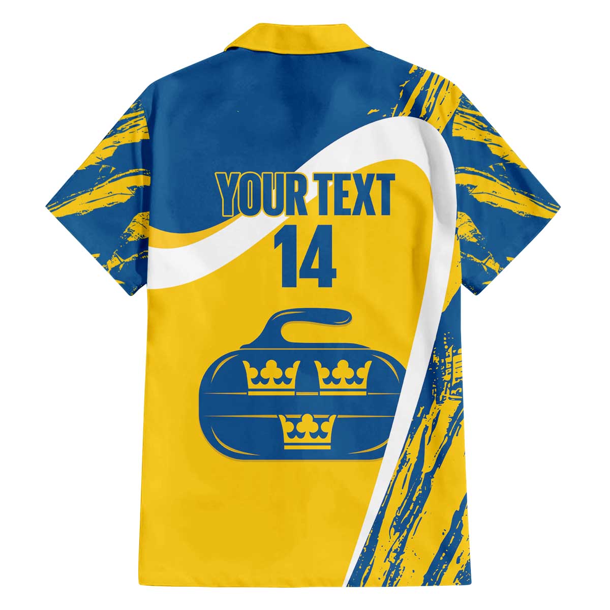 Custom Sweden Curling Family Matching Off The Shoulder Long Sleeve Dress and Hawaiian Shirt Konungariket Sverige Tre Kronor Grunge Style - Wonder Print Shop