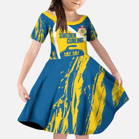 Custom Sweden Curling Family Matching Off Shoulder Maxi Dress and Hawaiian Shirt Konungariket Sverige Tre Kronor Grunge Style - Wonder Print Shop
