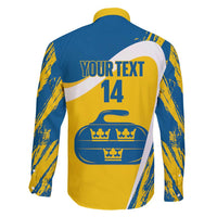 Custom Sweden Curling Family Matching Puletasi and Hawaiian Shirt Konungariket Sverige Tre Kronor Grunge Style - Wonder Print Shop