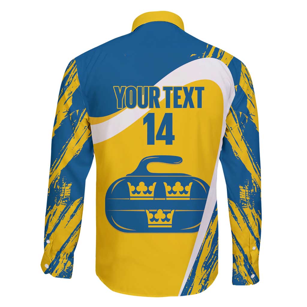 Custom Sweden Curling Family Matching Short Sleeve Bodycon Dress and Hawaiian Shirt Konungariket Sverige Tre Kronor Grunge Style - Wonder Print Shop