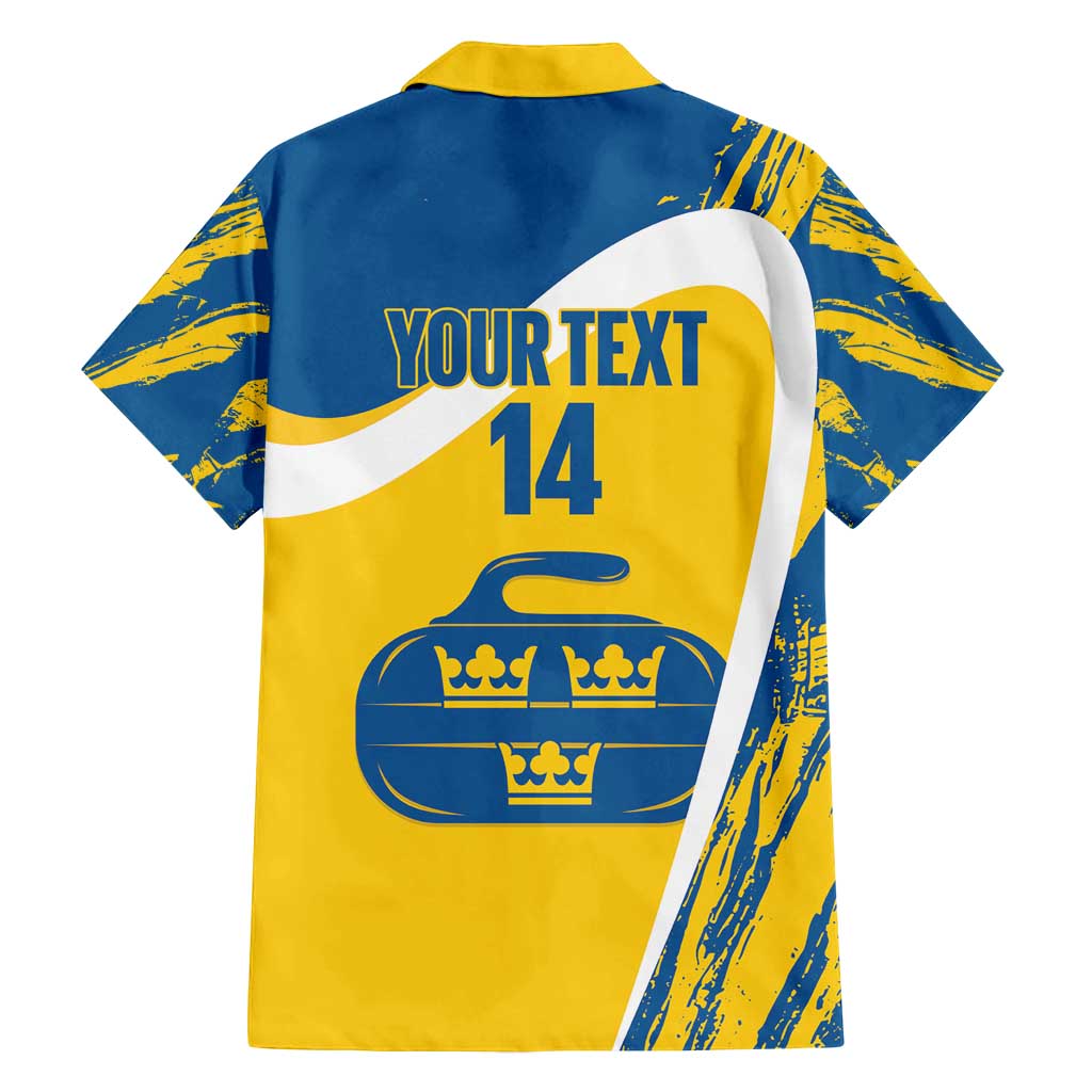 Custom Sweden Curling Family Matching Summer Maxi Dress and Hawaiian Shirt Konungariket Sverige Tre Kronor Grunge Style - Wonder Print Shop