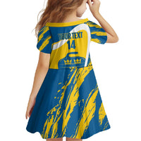 Custom Sweden Curling Family Matching Tank Maxi Dress and Hawaiian Shirt Konungariket Sverige Tre Kronor Grunge Style - Wonder Print Shop