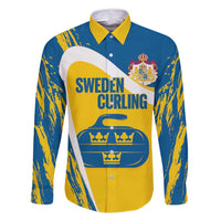 Custom Sweden Curling Family Matching Tank Maxi Dress and Hawaiian Shirt Konungariket Sverige Tre Kronor Grunge Style - Wonder Print Shop