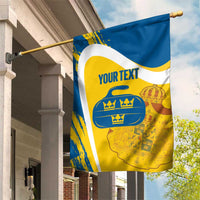 Custom Sweden Curling Garden Flag Konungariket Sverige Tre Kronor Grunge Style - Wonder Print Shop