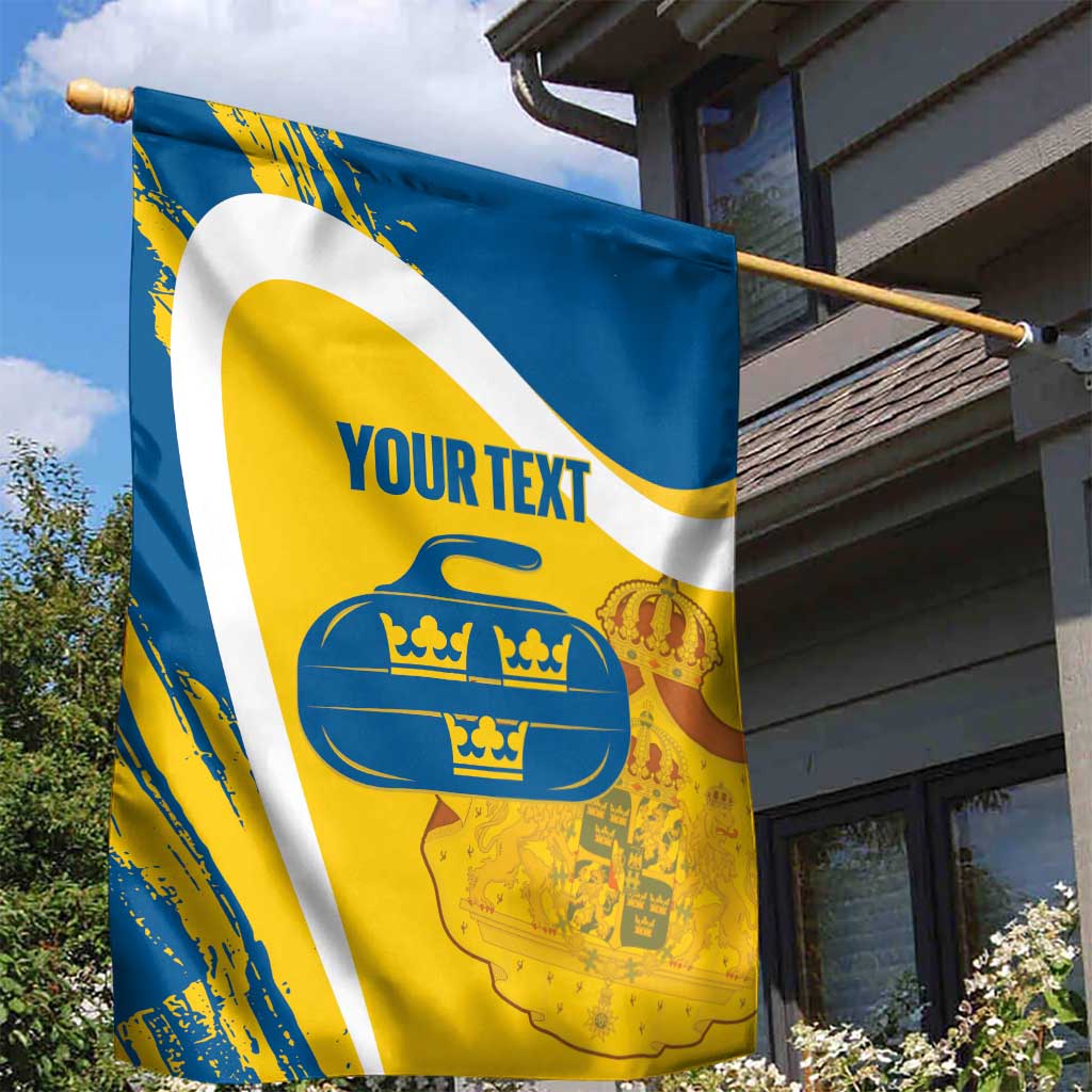 Custom Sweden Curling Garden Flag Konungariket Sverige Tre Kronor Grunge Style - Wonder Print Shop