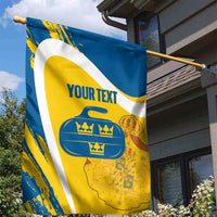 Custom Sweden Curling Garden Flag Konungariket Sverige Tre Kronor Grunge Style - Wonder Print Shop