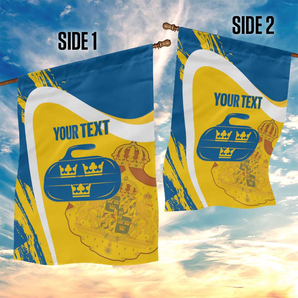 Custom Sweden Curling Garden Flag Konungariket Sverige Tre Kronor Grunge Style - Wonder Print Shop