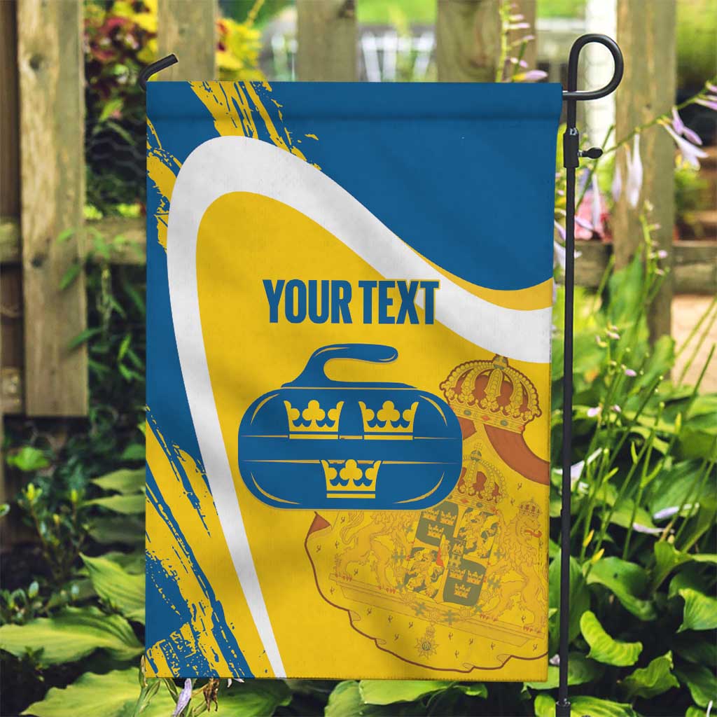Custom Sweden Curling Garden Flag Konungariket Sverige Tre Kronor Grunge Style - Wonder Print Shop