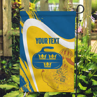 Custom Sweden Curling Garden Flag Konungariket Sverige Tre Kronor Grunge Style - Wonder Print Shop