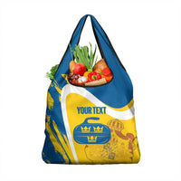 Custom Sweden Curling Grocery Bag Konungariket Sverige Tre Kronor Grunge Style - Wonder Print Shop