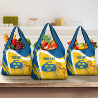 Custom Sweden Curling Grocery Bag Konungariket Sverige Tre Kronor Grunge Style - Wonder Print Shop
