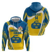 Custom Sweden Curling Hoodie Konungariket Sverige Tre Kronor Grunge Style - Wonder Print Shop