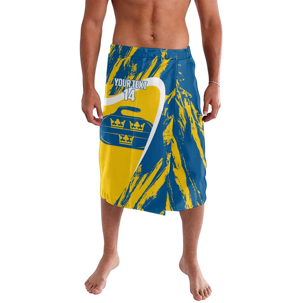 Custom Sweden Curling Lavalava Konungariket Sverige Tre Kronor Grunge Style - Wonder Print Shop