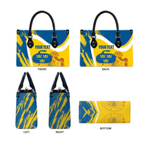 Custom Sweden Curling Leather Bag Konungariket Sverige Tre Kronor Grunge Style - Wonder Print Shop