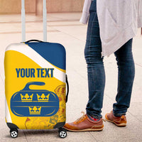 Custom Sweden Curling Luggage Cover Konungariket Sverige Tre Kronor Grunge Style - Wonder Print Shop