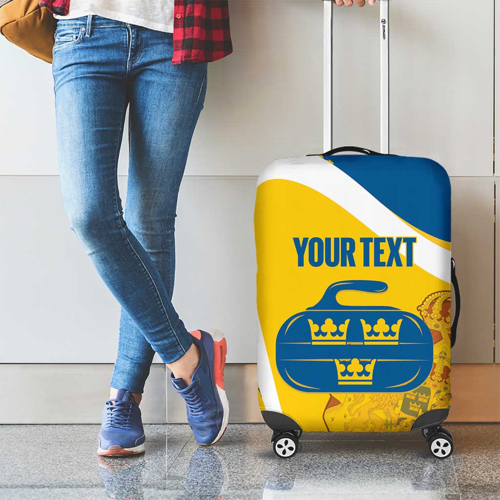 Custom Sweden Curling Luggage Cover Konungariket Sverige Tre Kronor Grunge Style - Wonder Print Shop