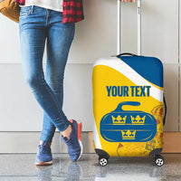 Custom Sweden Curling Luggage Cover Konungariket Sverige Tre Kronor Grunge Style - Wonder Print Shop