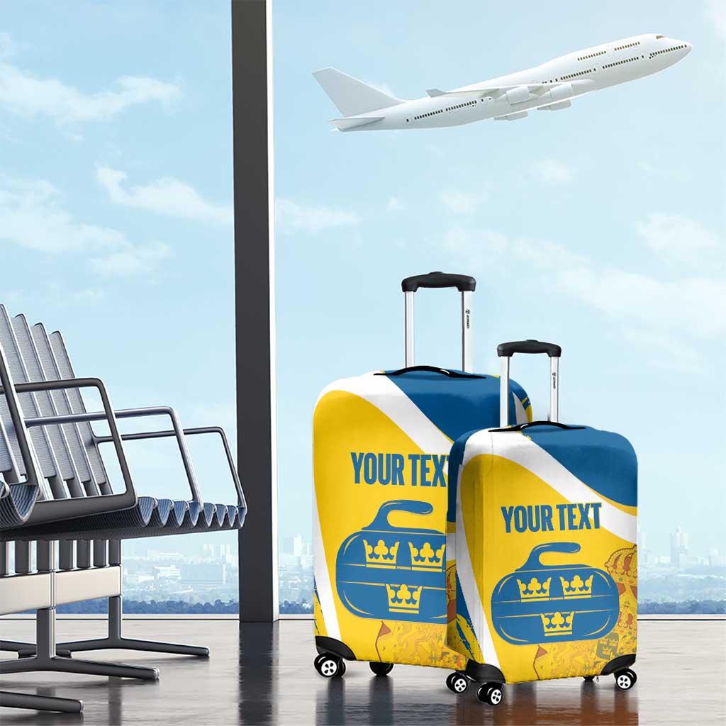 Custom Sweden Curling Luggage Cover Konungariket Sverige Tre Kronor Grunge Style - Wonder Print Shop