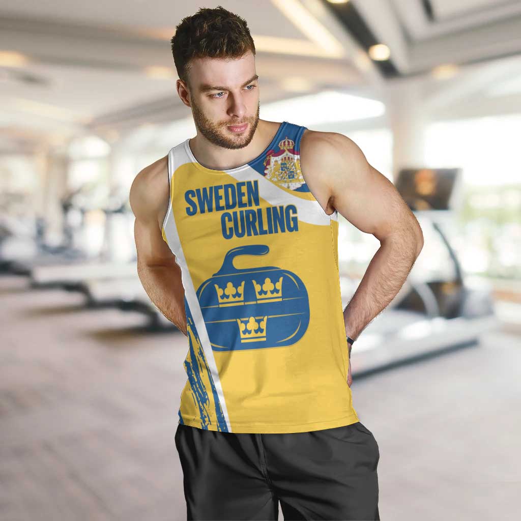 Custom Sweden Curling Men Tank Top Konungariket Sverige Tre Kronor Grunge Style - Wonder Print Shop