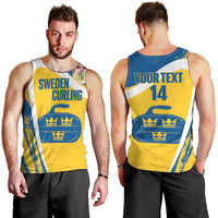 Custom Sweden Curling Men Tank Top Konungariket Sverige Tre Kronor Grunge Style - Wonder Print Shop