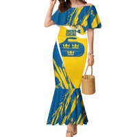 Custom Sweden Curling Mermaid Dress Konungariket Sverige Tre Kronor Grunge Style - Wonder Print Shop