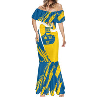 Custom Sweden Curling Mermaid Dress Konungariket Sverige Tre Kronor Grunge Style - Wonder Print Shop