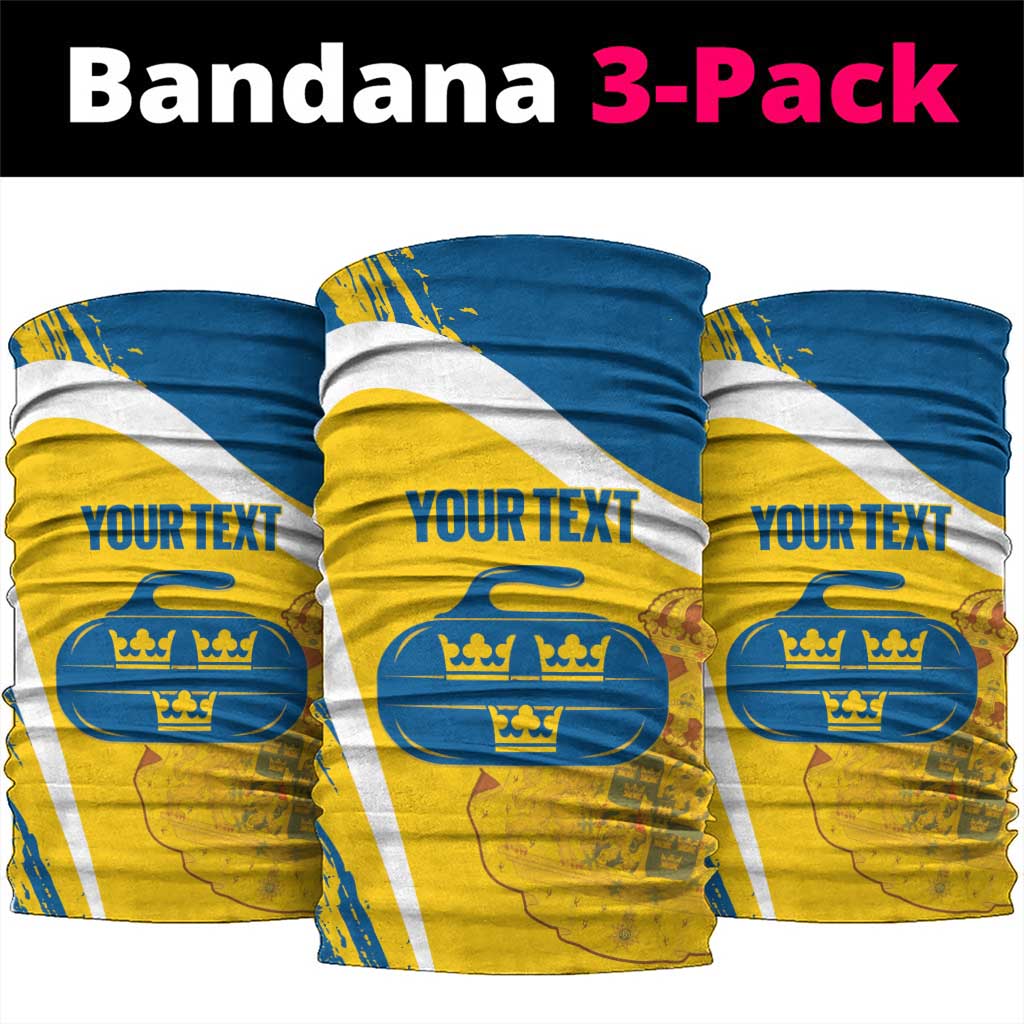Custom Sweden Curling Neck Gaiter Konungariket Sverige Tre Kronor Grunge Style - Wonder Print Shop