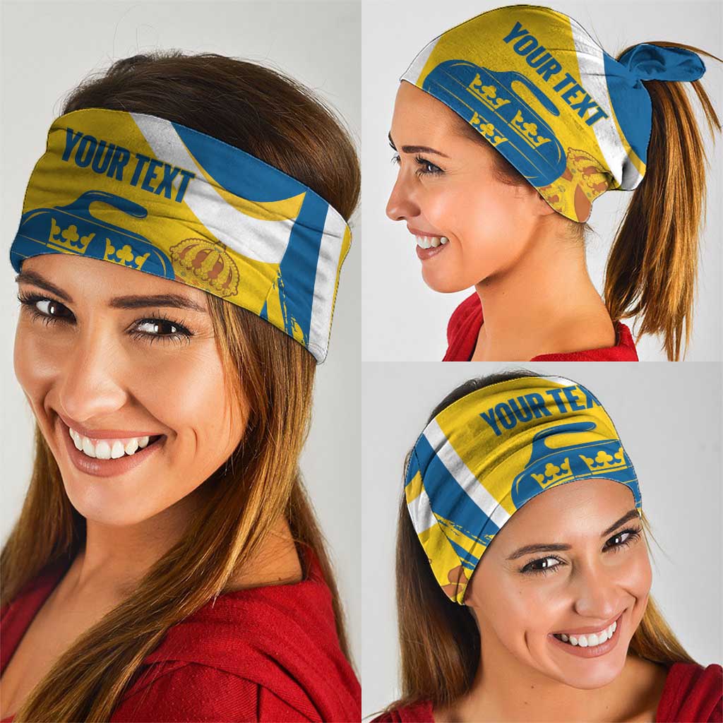 Custom Sweden Curling Neck Gaiter Konungariket Sverige Tre Kronor Grunge Style - Wonder Print Shop