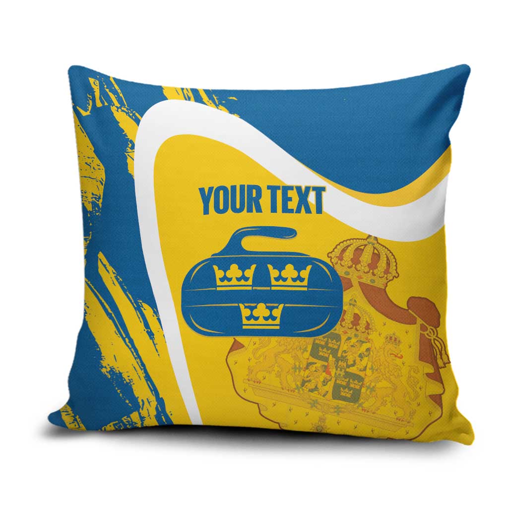 Custom Sweden Curling Pillow Cover Konungariket Sverige Tre Kronor Grunge Style - Wonder Print Shop
