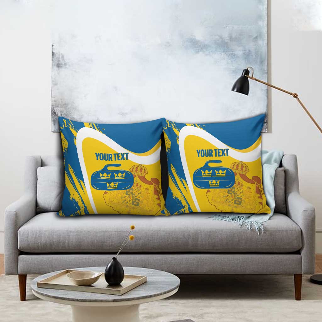 Custom Sweden Curling Pillow Cover Konungariket Sverige Tre Kronor Grunge Style - Wonder Print Shop