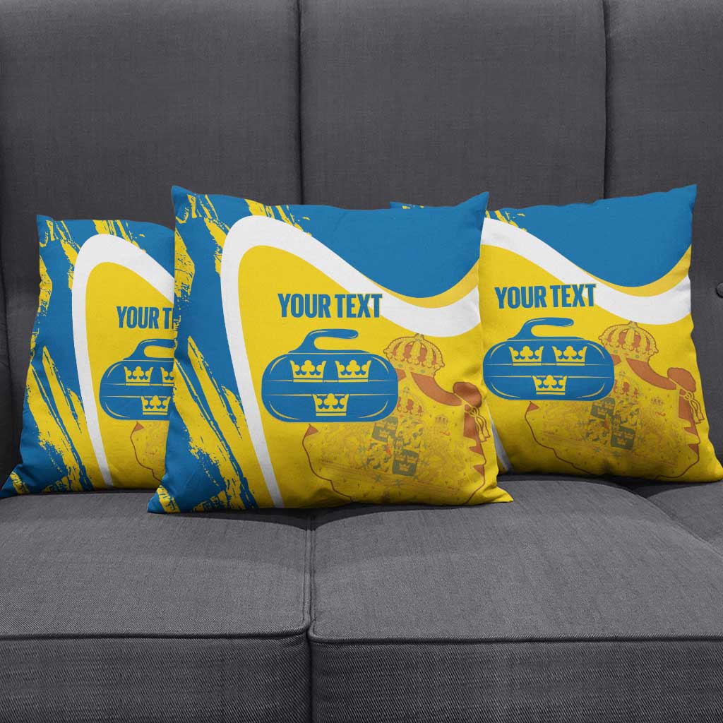 Custom Sweden Curling Pillow Cover Konungariket Sverige Tre Kronor Grunge Style - Wonder Print Shop