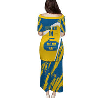 Custom Sweden Curling Puletasi Konungariket Sverige Tre Kronor Grunge Style - Wonder Print Shop