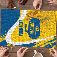 Custom Sweden Curling Puzzle Konungariket Sverige Tre Kronor Grunge Style - Wonder Print Shop