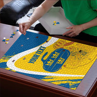 Custom Sweden Curling Puzzle Konungariket Sverige Tre Kronor Grunge Style - Wonder Print Shop