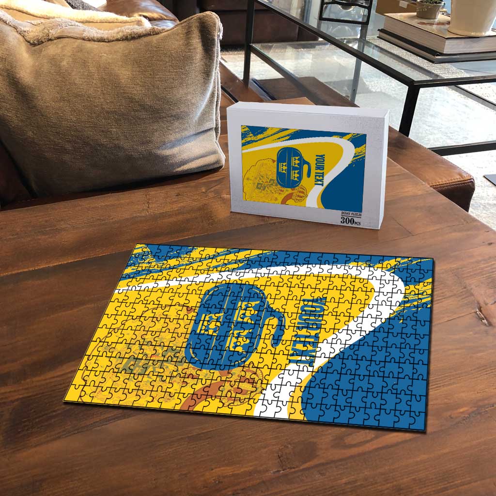 Custom Sweden Curling Puzzle Konungariket Sverige Tre Kronor Grunge Style - Wonder Print Shop