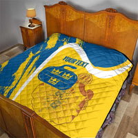 Custom Sweden Curling Quilt Konungariket Sverige Tre Kronor Grunge Style - Wonder Print Shop