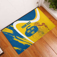 Custom Sweden Curling Rubber Doormat Konungariket Sverige Tre Kronor Grunge Style - Wonder Print Shop