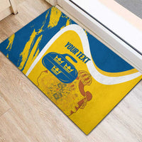 Custom Sweden Curling Rubber Doormat Konungariket Sverige Tre Kronor Grunge Style - Wonder Print Shop