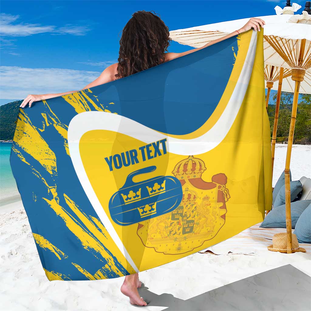 Custom Sweden Curling Sarong Konungariket Sverige Tre Kronor Grunge Style - Wonder Print Shop