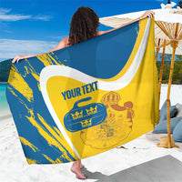 Custom Sweden Curling Sarong Konungariket Sverige Tre Kronor Grunge Style - Wonder Print Shop
