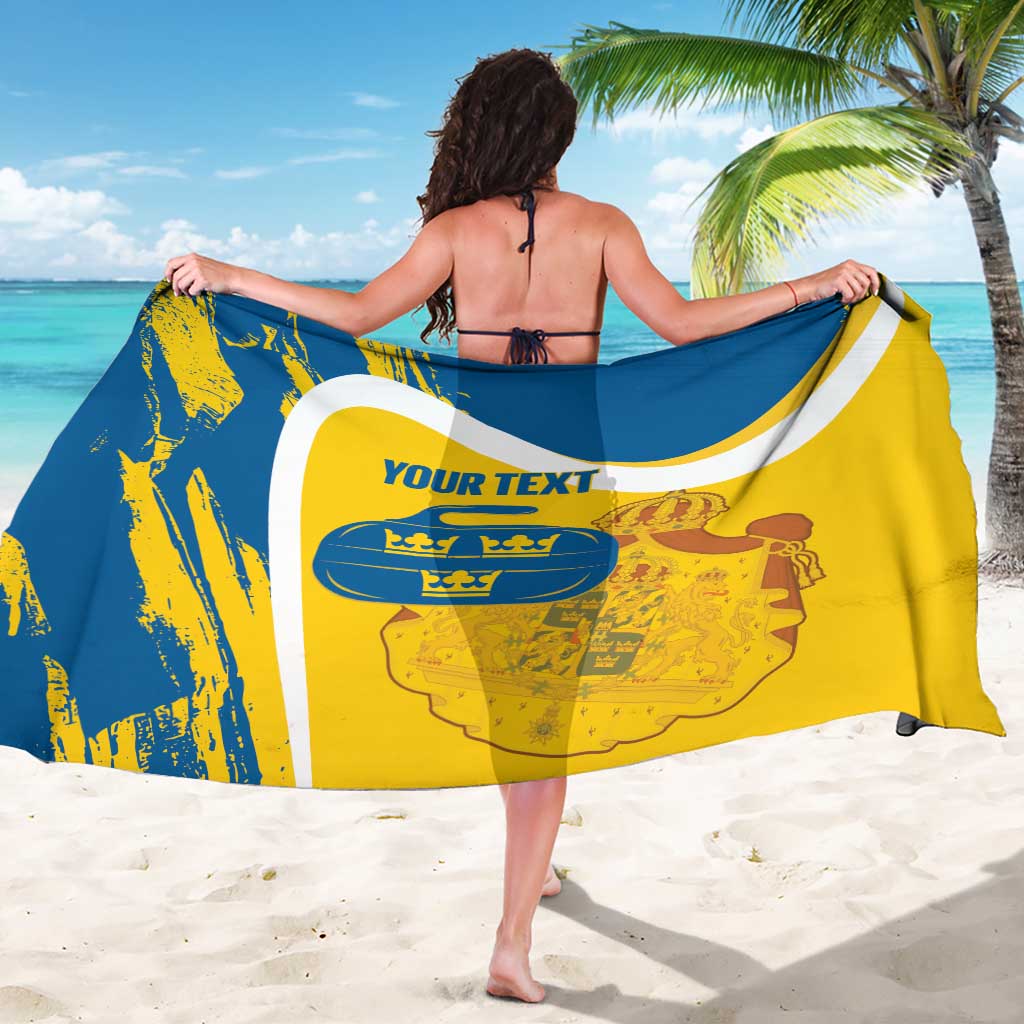 Custom Sweden Curling Sarong Konungariket Sverige Tre Kronor Grunge Style - Wonder Print Shop