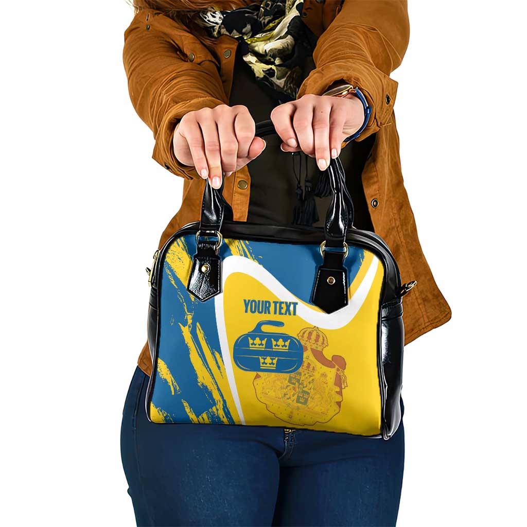 Custom Sweden Curling Shoulder Handbag Konungariket Sverige Tre Kronor Grunge Style - Wonder Print Shop
