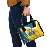 Custom Sweden Curling Shoulder Handbag Konungariket Sverige Tre Kronor Grunge Style - Wonder Print Shop