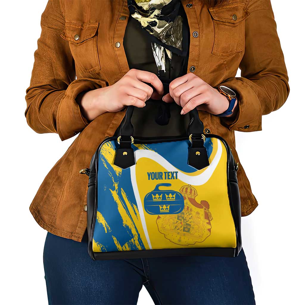Custom Sweden Curling Shoulder Handbag Konungariket Sverige Tre Kronor Grunge Style - Wonder Print Shop