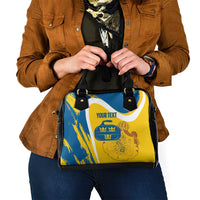 Custom Sweden Curling Shoulder Handbag Konungariket Sverige Tre Kronor Grunge Style - Wonder Print Shop