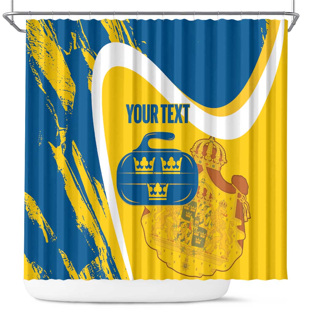 Custom Sweden Curling Shower Curtain Konungariket Sverige Tre Kronor Grunge Style - Wonder Print Shop