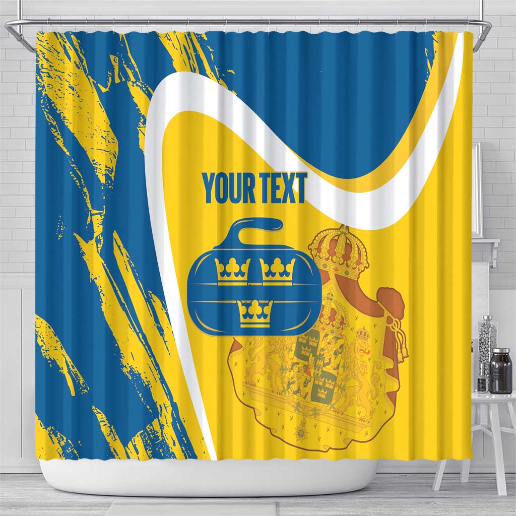 Custom Sweden Curling Shower Curtain Konungariket Sverige Tre Kronor Grunge Style - Wonder Print Shop